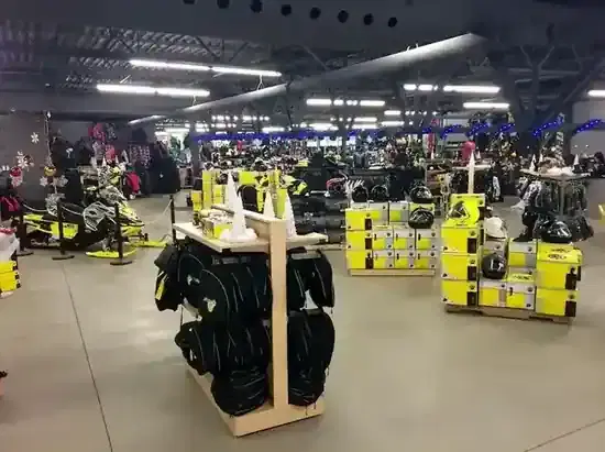 The showroom decorated for the holiday season