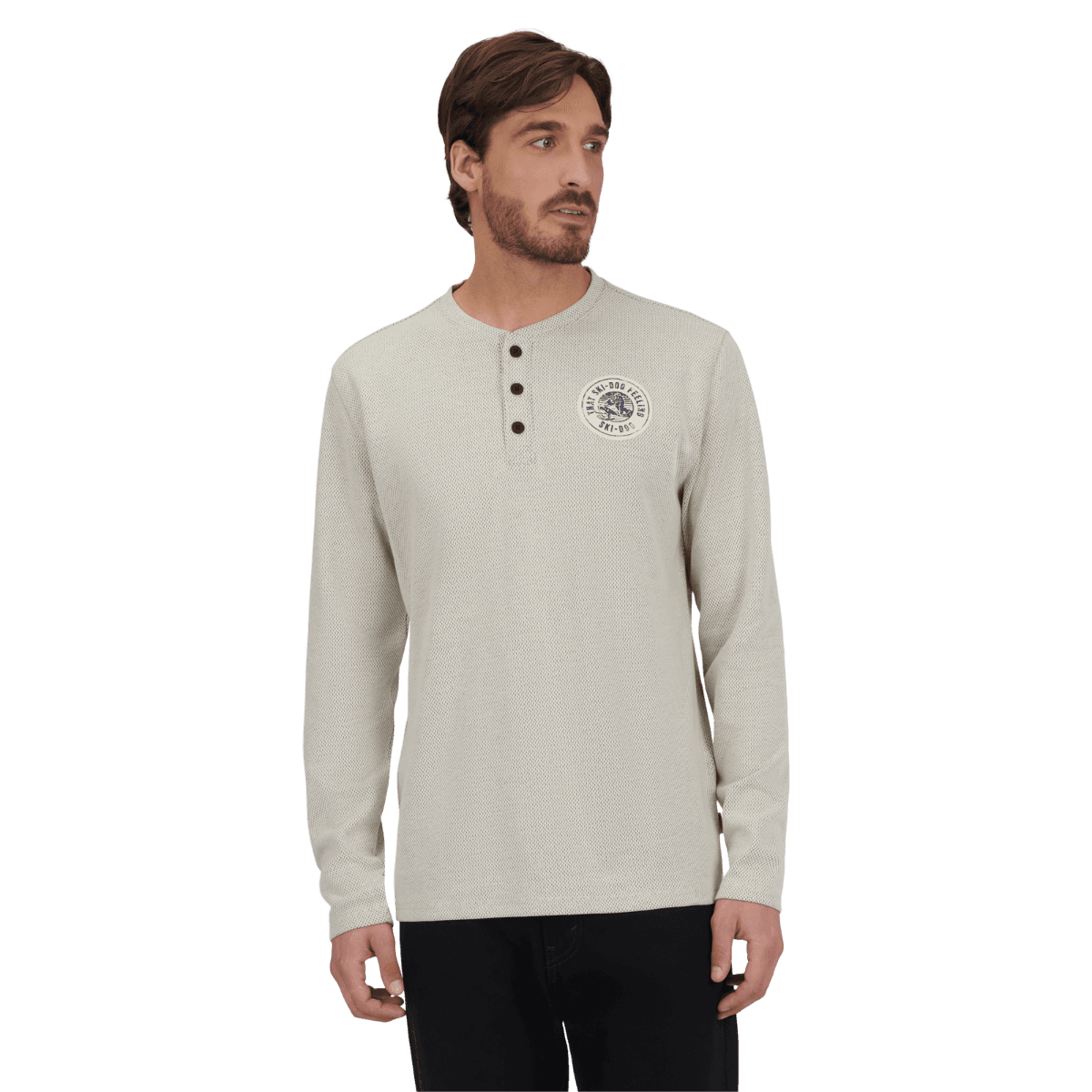 Ski-Doo Men's Waffle Knit Thermal Long Sleeve Henley — photo 3
