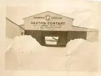 The very first Gaston Contant sign: wood, coal, grain, hay, and general transport