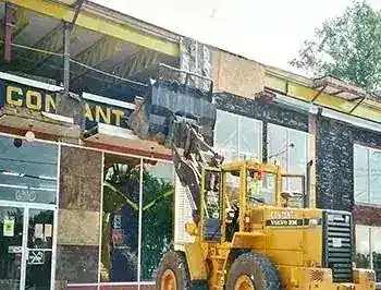 Renovation work underway on a Contant storefront