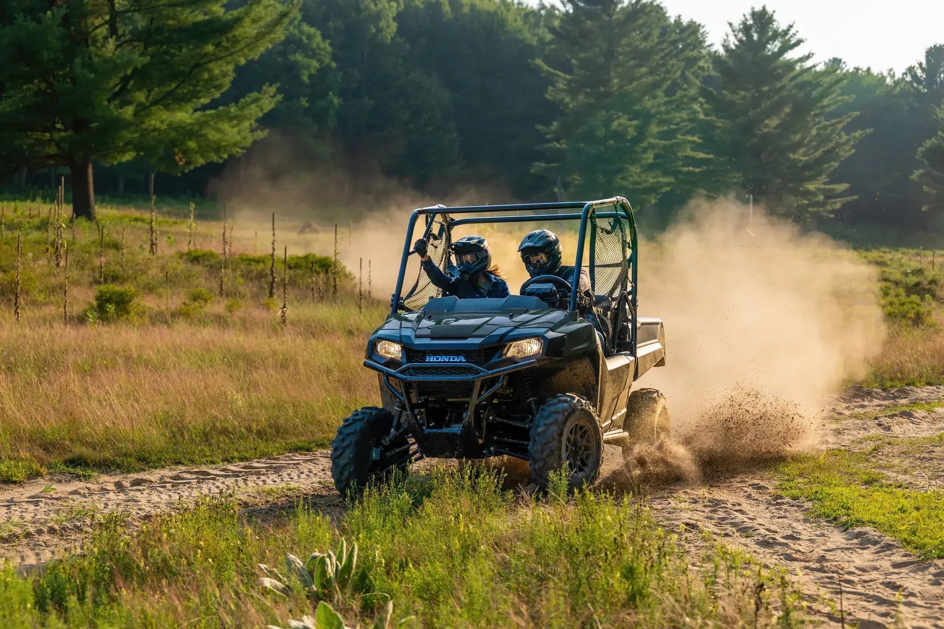 Côte-à-côte Honda Pioneer 700 dans un pré