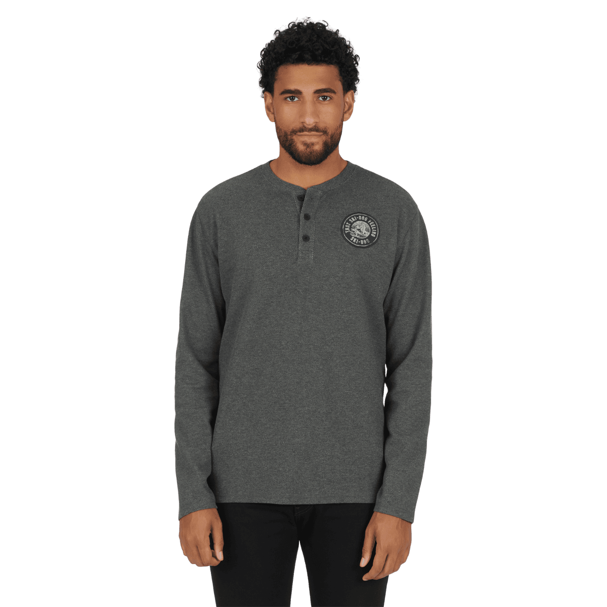 Ski-Doo Men's Waffle Knit Thermal Long Sleeve Henley