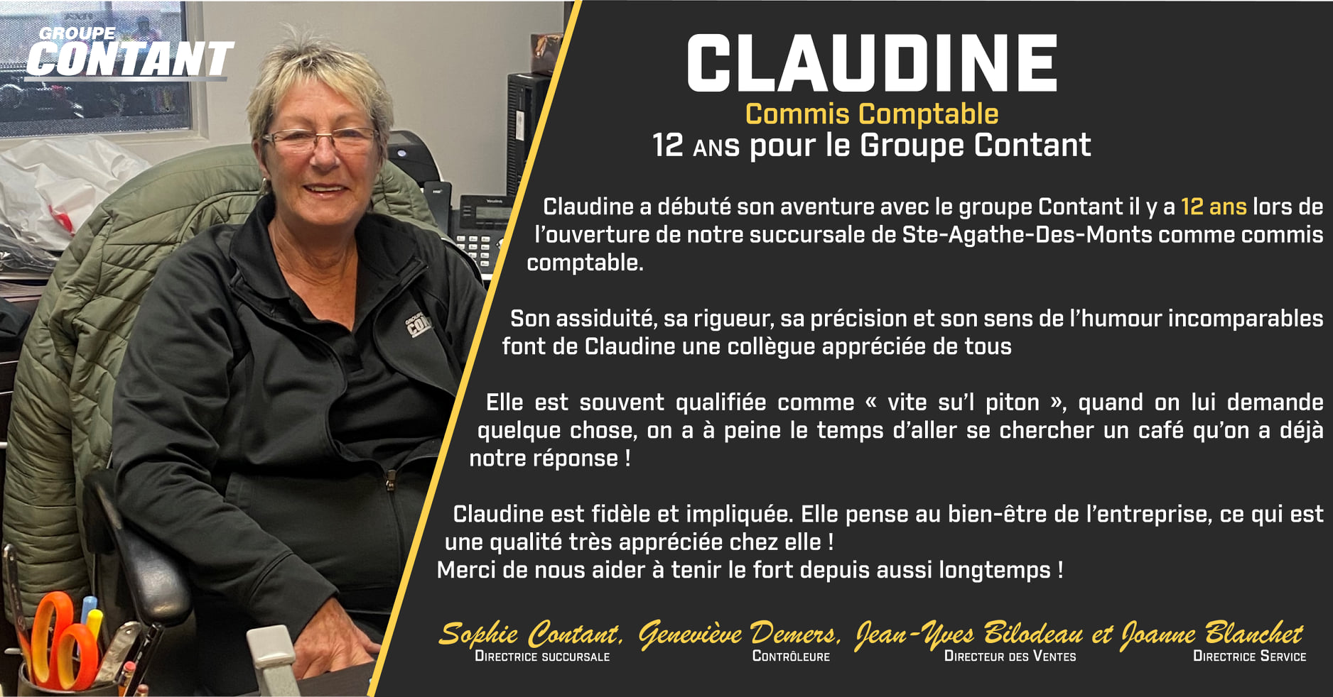 12 ans chez Contant pour Claudine!