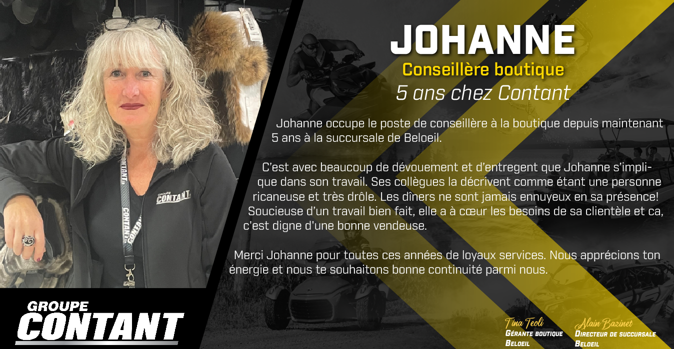 5 ans chez Contant pour Johanne!