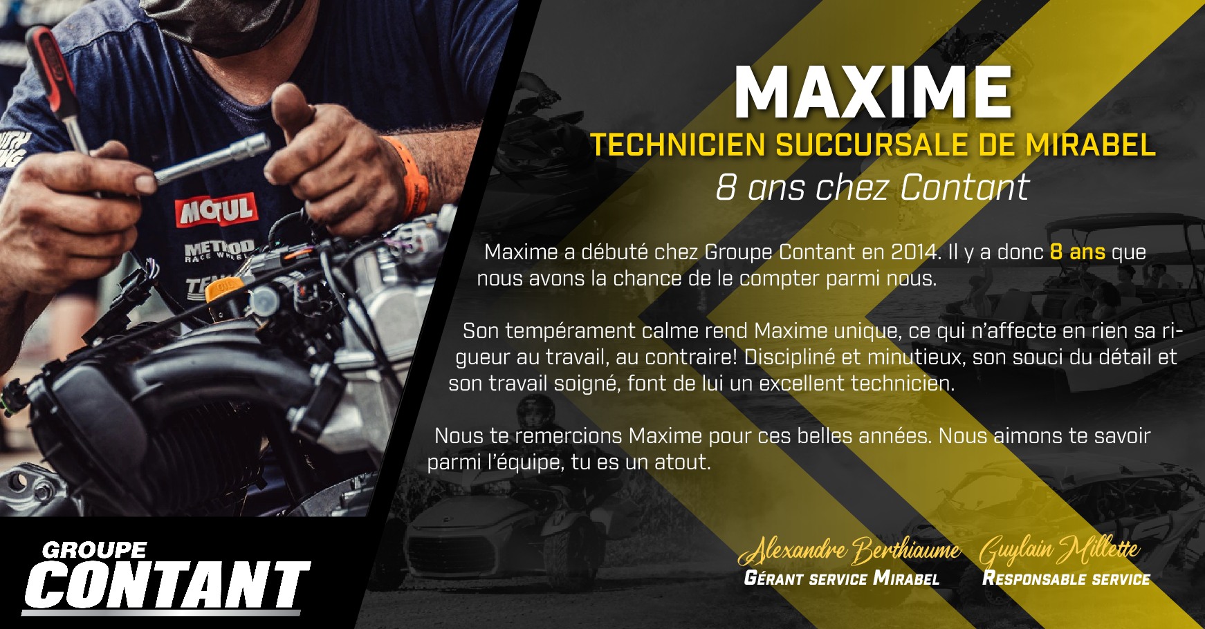 8 ans chez Contant pour Maxime! 
