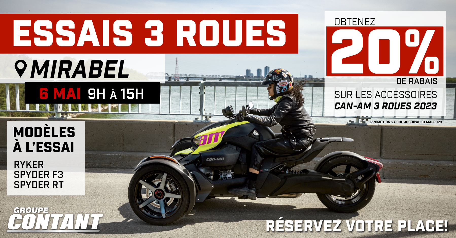 Venez faire l'essai d'un 3 roues Can-Am sur la route! 