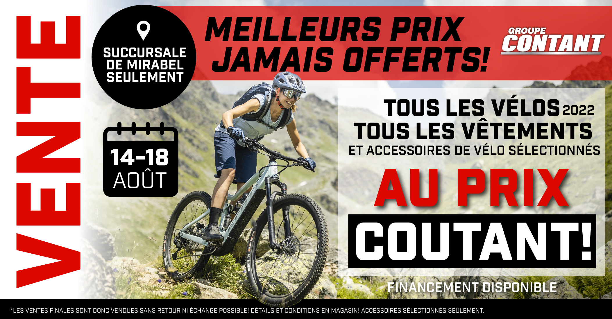 Vente vélo, vêtements et accessoires de vélo au prix coutant!