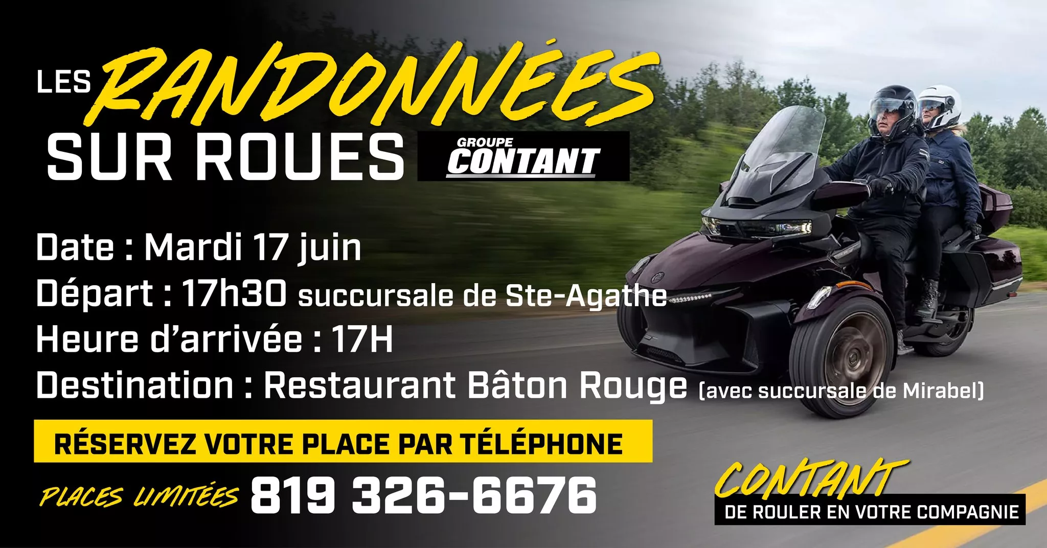 Randonnée sur roues Groupe Contant - Ste-Agathe 17 juin