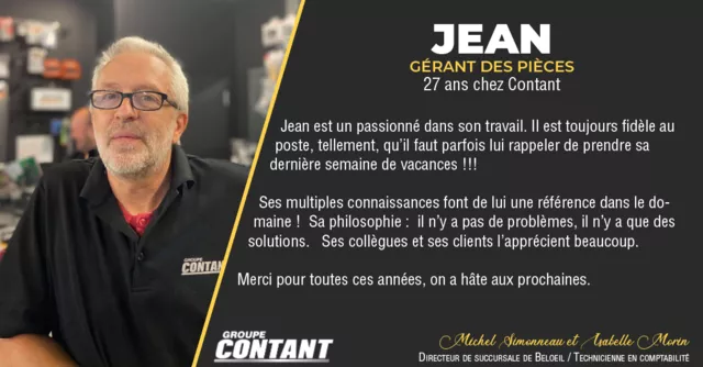 27 ans chez Contant pour Jean! 