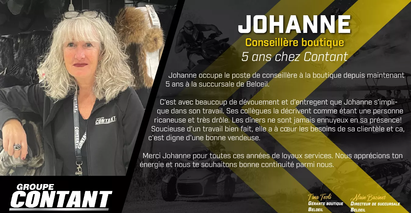 5 ans chez Contant pour Johanne!