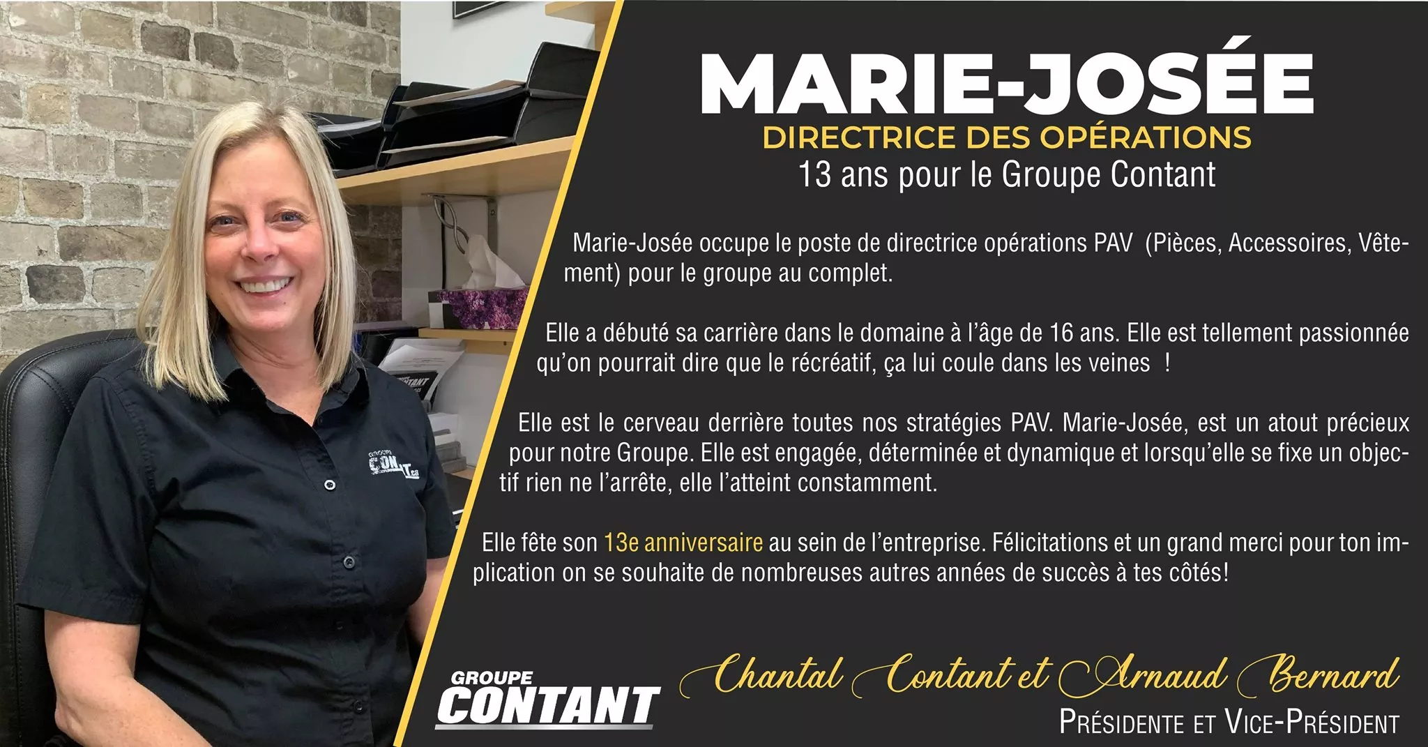 13 ans chez Contant pour Marie-Josée! 