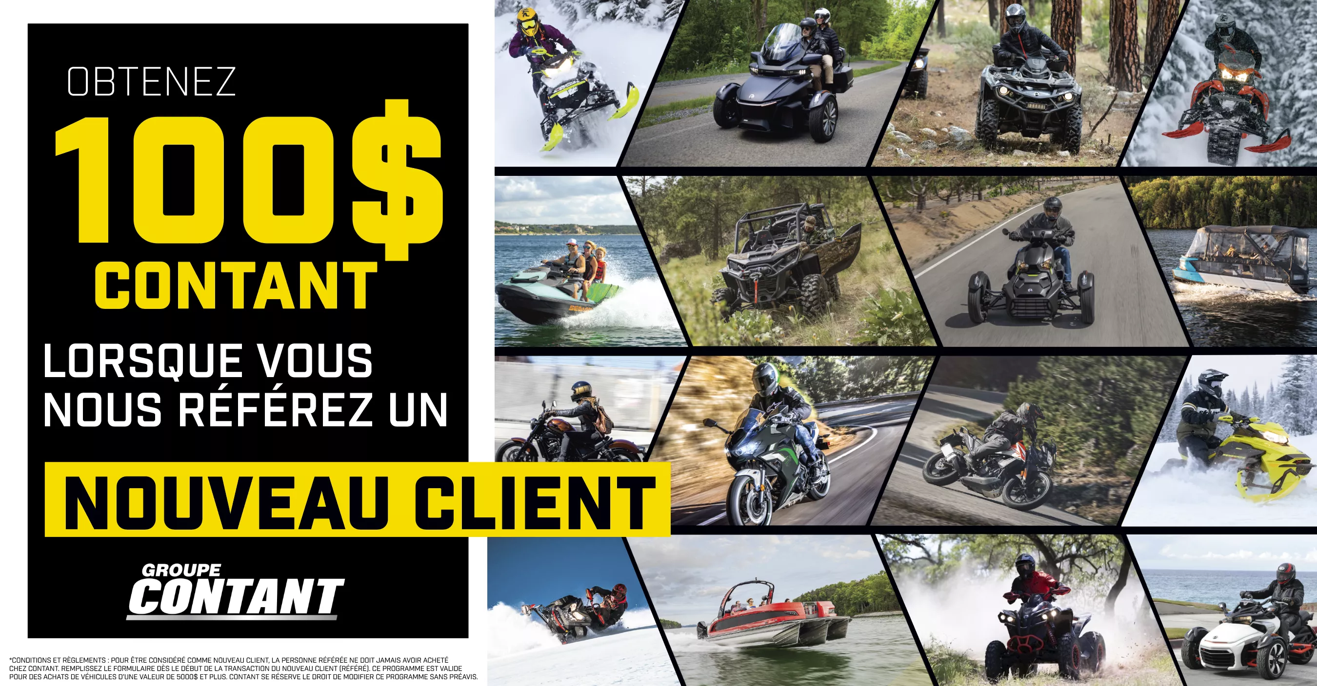 Obtenez 100$ en argent Contant!
