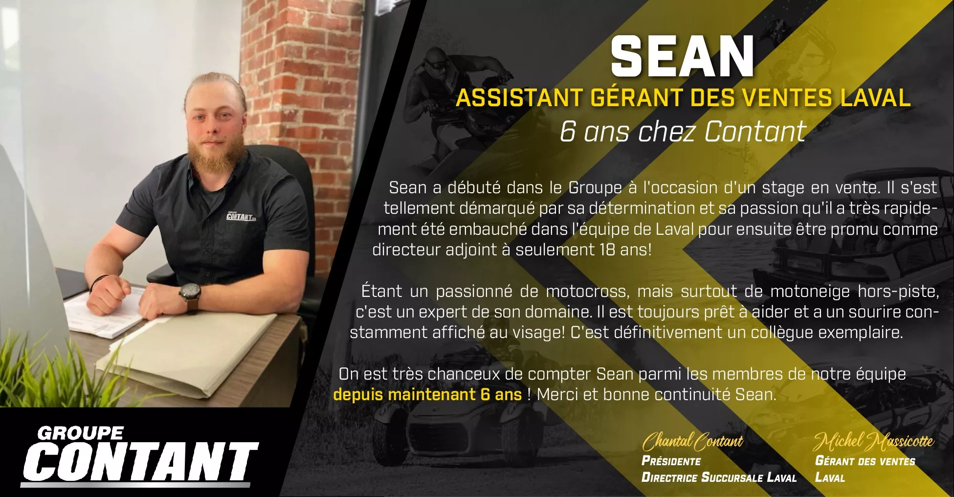6 ans chez Contant pour Sean!