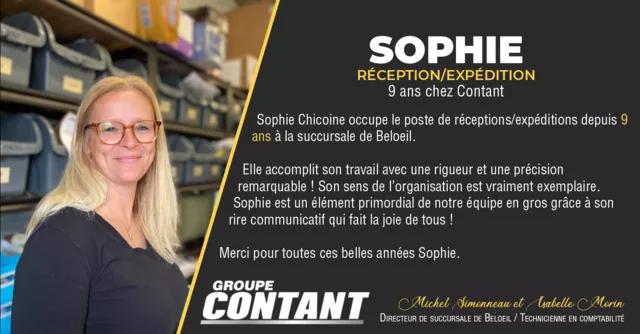 9 ans chez Contant pour Sophie! 