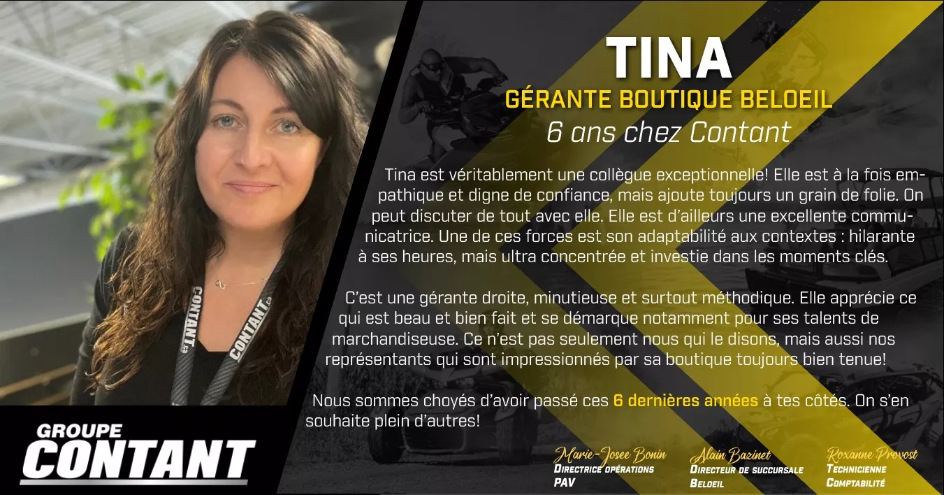6 ans chez Contant pour Tina! 