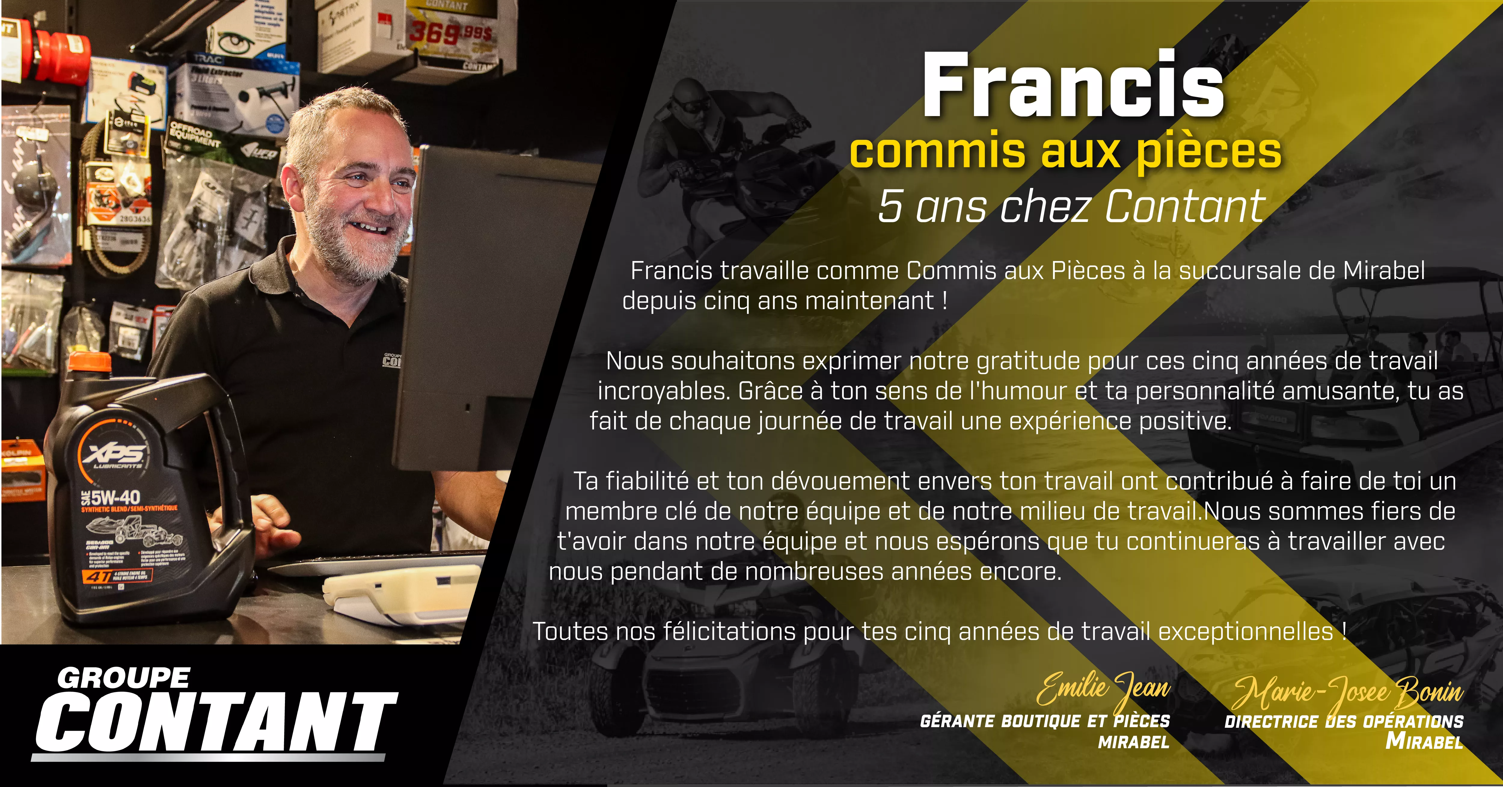 5 ans chez Contant pour Francis 